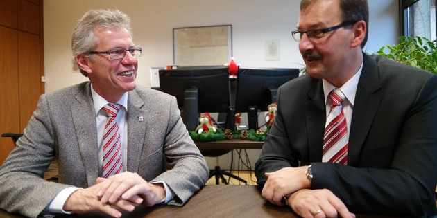 Die Zukunft vom Biblis stand im Mittelpunkt eines Gesprächs von SPD-Landratskandidat Gerald Kummer und Bürgermeister Felix Kusicka (CDU). Foto: oh