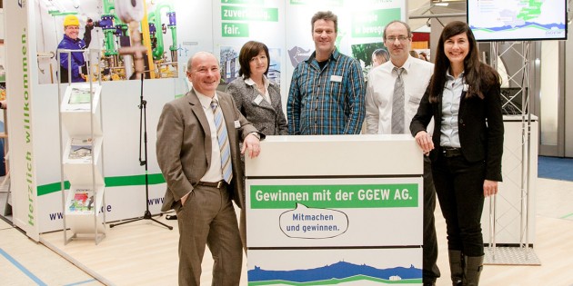 Die GGEW AG auf der Messe im Vorjahr: Rainer Babylon, Doris Zahner, Christoph Russ, Manfred Hoffner und Susanne Schäfer (v.l.). Foto: Marc Fippel