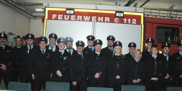 Anwesende Mitglieder der Feuerwehr Biblis-Nordheim bei der diesjährigen Jahreshauptversammlung im Gerätehaus Nordheim. Foto: Sigrid Samson