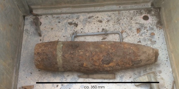Wurde unter anderem auf dem Waldfestplatz gefunden: Eine 75-Millimeter-Panzergranate. Foto: oh