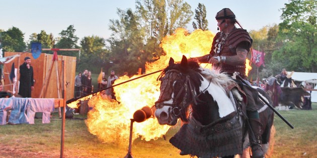 Wikingerfürst Holdger Ulfgardson weiß mit dem Feuer umzugehen, furchtlos wie sein Ross, das ihm vertraut. Foto: Hannelore Nowacki