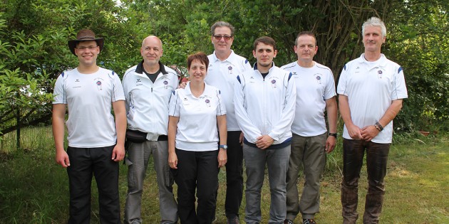 Die Schützen des PBC: Sebastian Eberle, Jürgen Koch, Manuela Schweigkoffer, Harry Schweigkoffer, Oliver Zöller, Michael Abels und Klaus Adrian (v.l.). Foto: oh