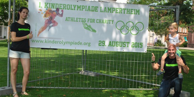 Bald geht es los: Michelle Okumus und Marco Steffan von „Athletes for Charity” freuen sich auf den Start der 1. Kinderolympiade Lampertheim. Foto: Benjamin Kloos