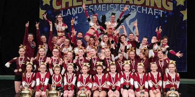 Viermal erster Platz, zweimal zweiter Platz und einmal dritter Platz – die Cheerleader der Bürstadt Redskins glänzten bei den Hessischen Meisterschaften. Foto: oh