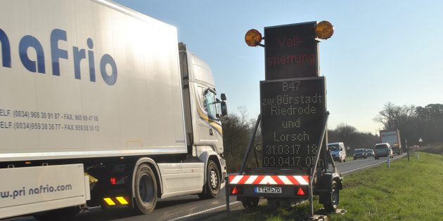 Schlechte Nachrichten für Pendler: Von 31. März bis 3. April ist die B 47 zwischen Riedrode und Lorsch komplett gesperrt. Foto: Benjamin Kloos