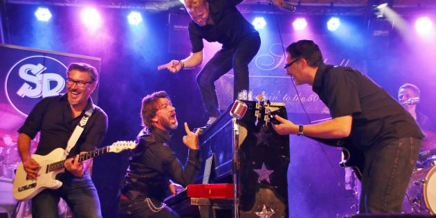 Rock’n Roll mit Tempo, Spaß und Humor, auch eigene Stücke, präsentierte die Rockband „The Silverballs“ am Donnerstagabend im „Schwanensaal“. Foto: Hannelore Nowacki