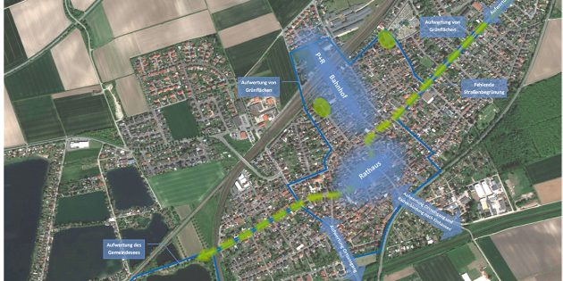 Biblis soll dank des Fördergebietes künftig in vielen Bereichen aufgewertet werden – so besonders im Bereich des Rathauses, des Bahnhofes aber auch des Gemeindesees. Foto: oh
