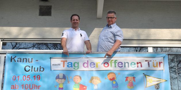 Der Kanu-Club lädt am 1. Mai zum Tag der offenen Tür ein – Torsten Ohl, Rolf Borkenhagen (v.l.) und das gesamte KCL-Team freuen sich auf zahlreiche Gäste. Foto: Benjamin Kloos