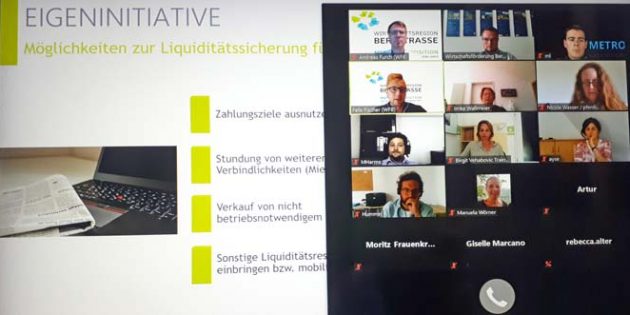 Die Teilnehmer der Veranstaltung erhielten Informationen unter der Überschrift „Corona-Krise – Lösungsansätze für GründerInnen und junge Unternehmen“. Foto: WFB