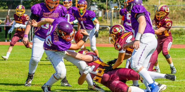 Gegen die starke Defense der Redskins U16 des TV Bürstadt, gab es am Samstag für die Frankfurt Universe nichts zu holen. Foto: oh