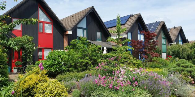 Bepflanzte, lebendige Vorgärten sind nicht nur ästhetisch ansprechender als Schotterwüsten, sondern sie bieten auch wichtige Vorteile für Ökologie, Mikro- und Stadt-Klima. Foto: BGL