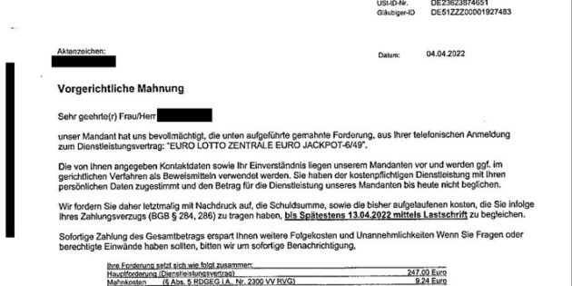 Betrüger wollen Kasse machen! Forderung auf keinen Fall bezahlen! Foto: Polizeipräsidium Mittelhessen