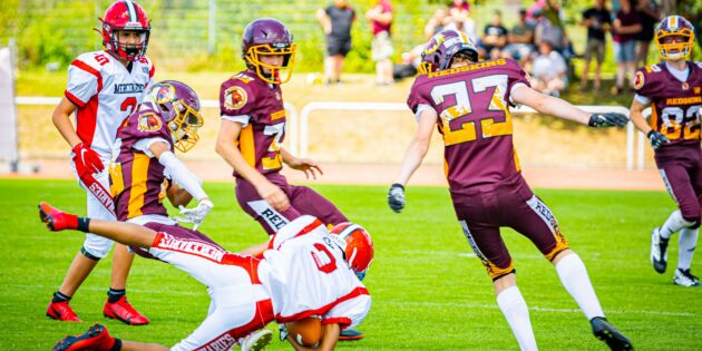 Die Redskins haben statistisch die beste Defense in der Jugendoberliga. Das mussten die Mercenaries aus Marburg in diesem Jahr bereits erfahren Foto: Dirk Wilhelm, Redskins
