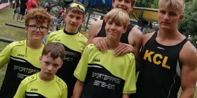 Erfolgreiche Kanusportler: Tom Boxheimer, Felix Brechenser, Leonard Balanescu,  Eric Rössling, Matteo Maurer und Niclas Ohl (v.l.). Foto: oh