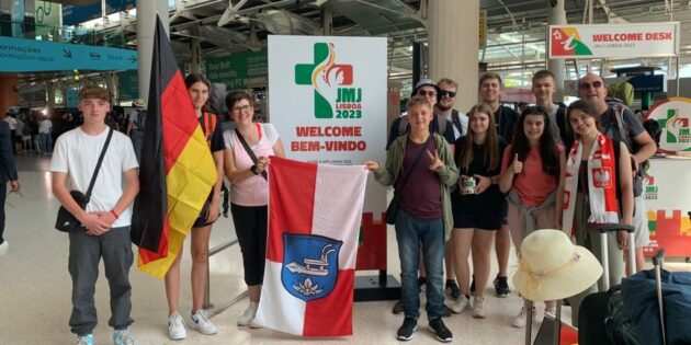 Empfang der Bibliser Pilger am Flughafen von Lissabon. Foto: oh