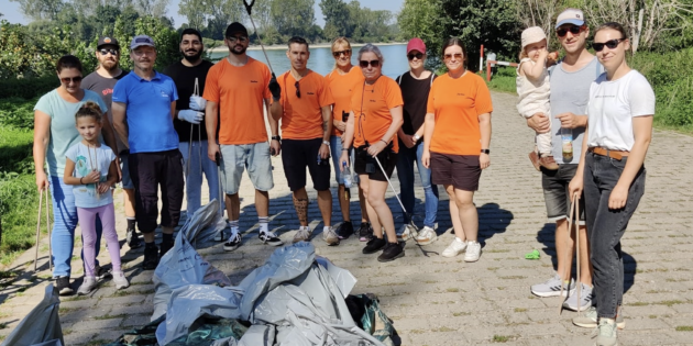 Die Müllsammelaktion am Rheinufer, zu der der NABU Ortgruppe Lampertheim aufgerufen hatte, stieß auf ein breites Echo. Das Ergebnis spricht für sich.  Foto: Ralf Gerlach