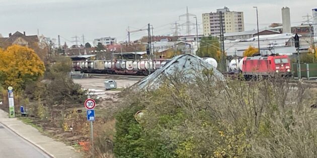 Unschön! Bei Baggerarbeiten auf dem ehemaligen Bahngelände wurde auch eine Hecke entfernt. Die Verwaltung lässt einen möglichen Verstoß gegen das Bundesnaturschutzgesetz klären. Foto: Steffen Heumann